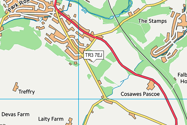 TR3 7EJ map - OS VectorMap District (Ordnance Survey)