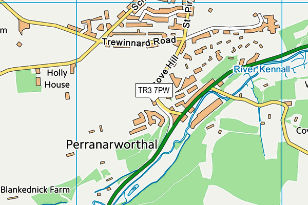 TR3 7PW map - OS VectorMap District (Ordnance Survey)