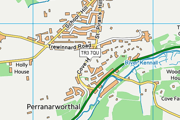 TR3 7QU map - OS VectorMap District (Ordnance Survey)