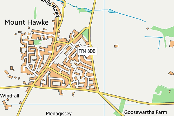 TR4 8DB map - OS VectorMap District (Ordnance Survey)