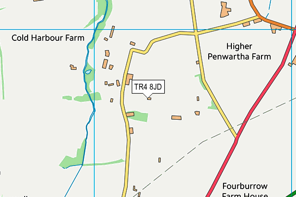 TR4 8JD map - OS VectorMap District (Ordnance Survey)