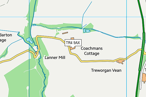 TR4 9AX map - OS VectorMap District (Ordnance Survey)