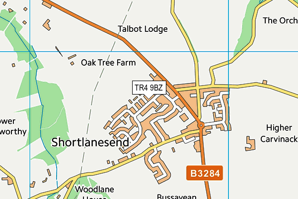 TR4 9BZ map - OS VectorMap District (Ordnance Survey)