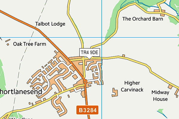 TR4 9DE map - OS VectorMap District (Ordnance Survey)