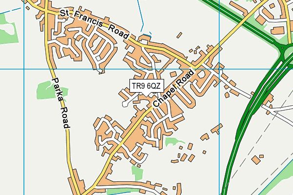 Indian Queens Community Primary School & Nursery map (TR9 6QZ) - OS VectorMap District (Ordnance Survey)