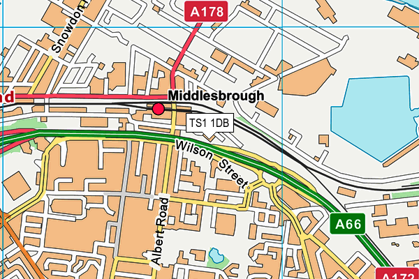 TS1 1DB map - OS VectorMap District (Ordnance Survey)