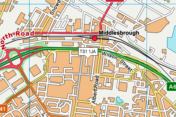 Live Well Centre map (TS1 1JA) - OS VectorMap District (Ordnance Survey)