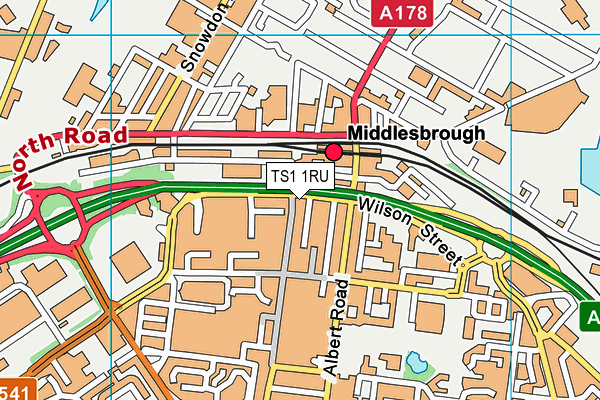 TS1 1RU map - OS VectorMap District (Ordnance Survey)