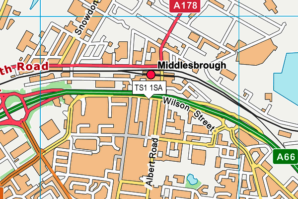 TS1 1SA map - OS VectorMap District (Ordnance Survey)