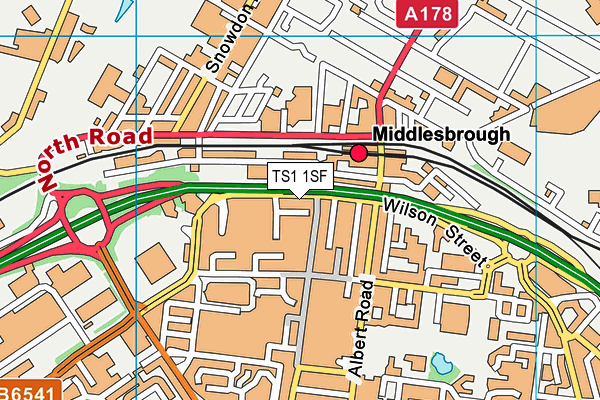 TS1 1SF map - OS VectorMap District (Ordnance Survey)