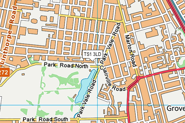 TS1 3LD map - OS VectorMap District (Ordnance Survey)