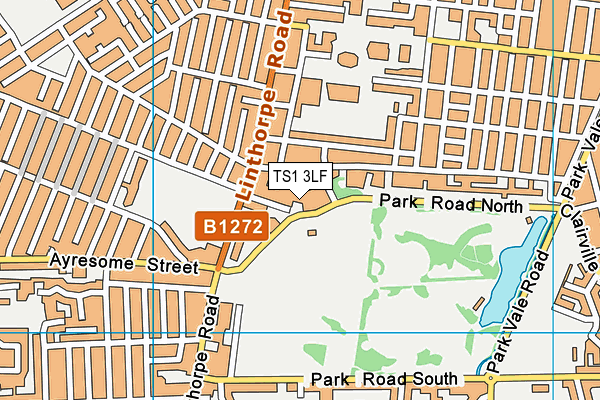 Albert Park (Middlesbrough) map (TS1 3LF) - OS VectorMap District (Ordnance Survey)