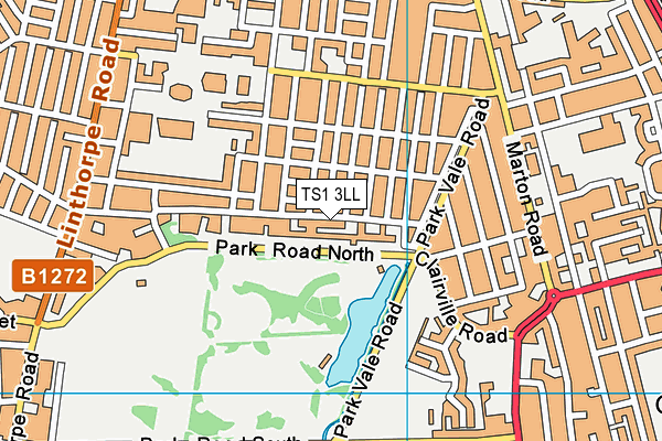 TS1 3LL map - OS VectorMap District (Ordnance Survey)
