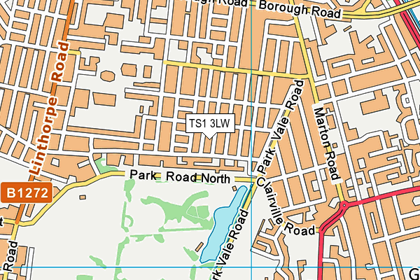 TS1 3LW map - OS VectorMap District (Ordnance Survey)