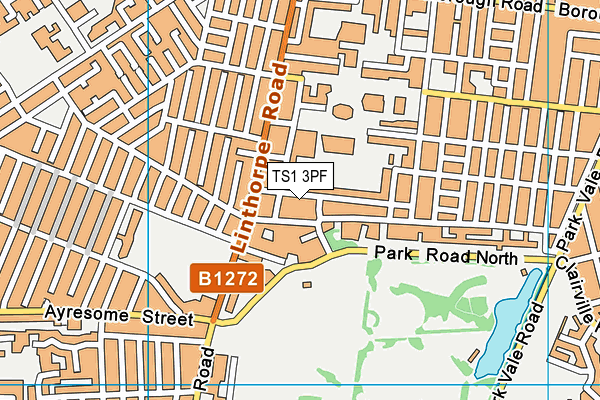 TS1 3PF map - OS VectorMap District (Ordnance Survey)