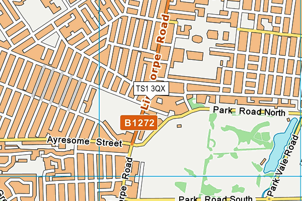 TS1 3QX map - OS VectorMap District (Ordnance Survey)