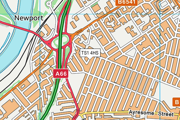 TS1 4HS map - OS VectorMap District (Ordnance Survey)