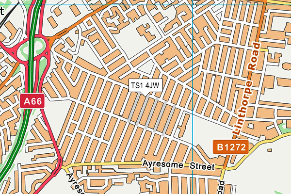 TS1 4JW map - OS VectorMap District (Ordnance Survey)