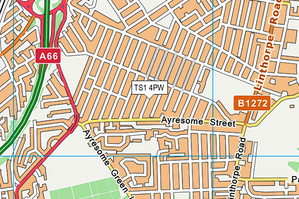 TS1 4PW map - OS VectorMap District (Ordnance Survey)