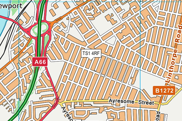 TS1 4RF map - OS VectorMap District (Ordnance Survey)