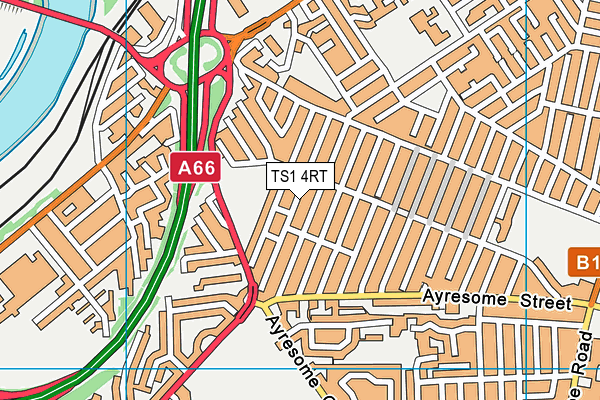 TS1 4RT map - OS VectorMap District (Ordnance Survey)