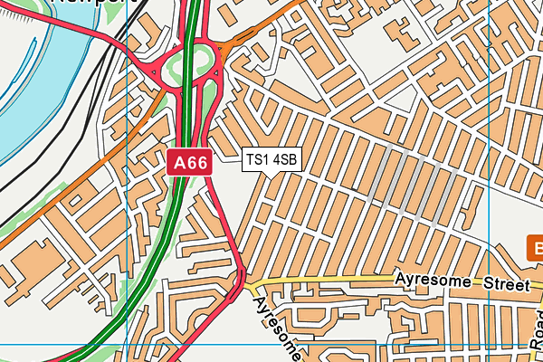 TS1 4SB map - OS VectorMap District (Ordnance Survey)