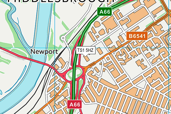 TS1 5HZ map - OS VectorMap District (Ordnance Survey)