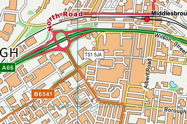 TS1 5JA map - OS VectorMap District (Ordnance Survey)