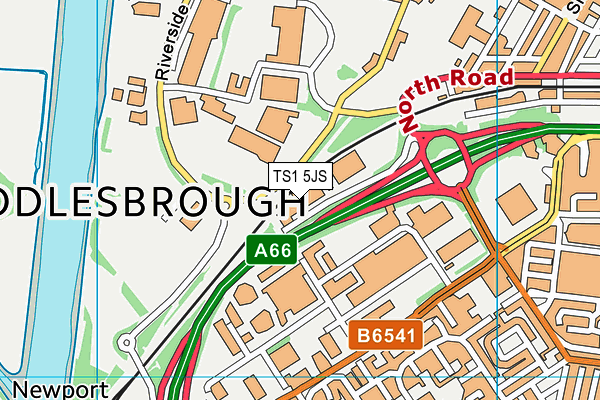 TS1 5JS map - OS VectorMap District (Ordnance Survey)