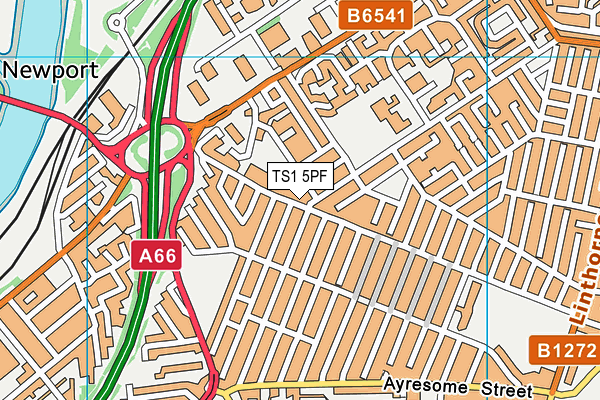 TS1 5PF map - OS VectorMap District (Ordnance Survey)