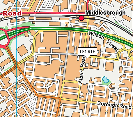 TS1 9TE map - OS VectorMap District (Ordnance Survey)