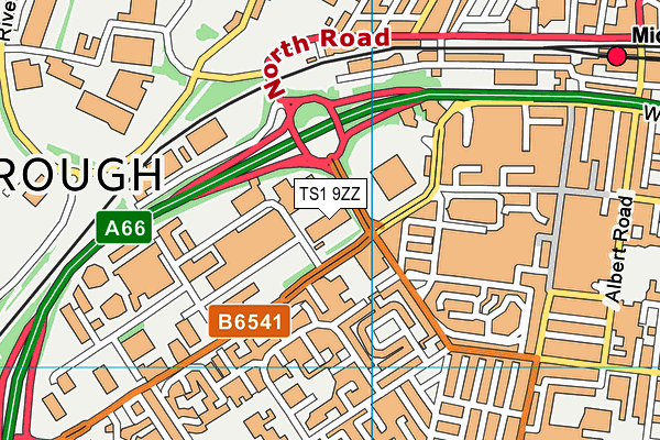 TS1 9ZZ map - OS VectorMap District (Ordnance Survey)