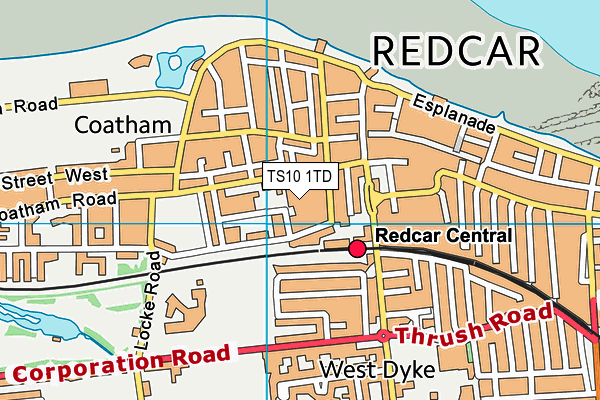 Redcar Leisure Centre map (TS10 1TD) - OS VectorMap District (Ordnance Survey)