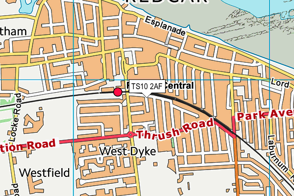 TS10 2AF map - OS VectorMap District (Ordnance Survey)