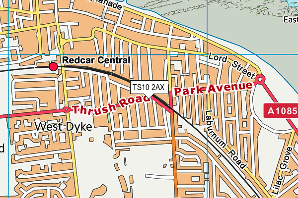 TS10 2AX map - OS VectorMap District (Ordnance Survey)