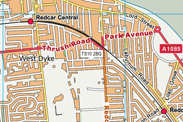 TS10 2BG map - OS VectorMap District (Ordnance Survey)