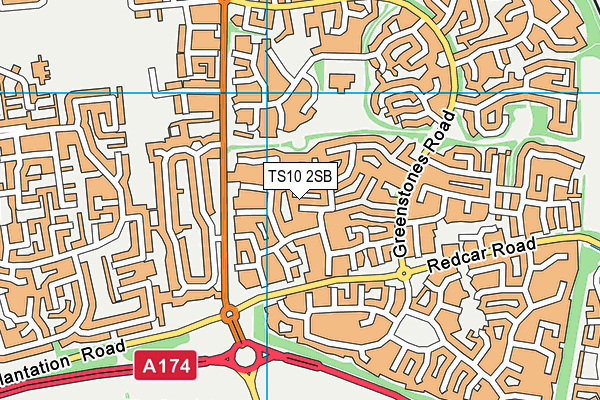 TS10 2SB map - OS VectorMap District (Ordnance Survey)