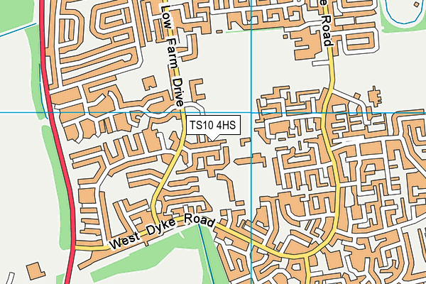 Green Gates Primary School map (TS10 4HS) - OS VectorMap District (Ordnance Survey)