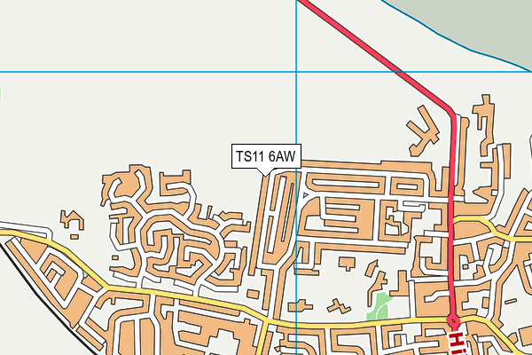 TS11 6AW map - OS VectorMap District (Ordnance Survey)