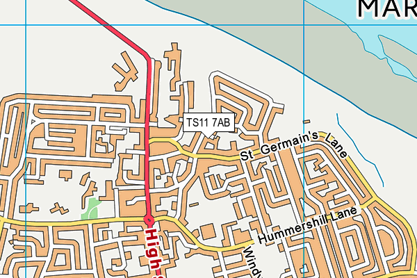 TS11 7AB map - OS VectorMap District (Ordnance Survey)