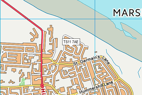 TS11 7AE map - OS VectorMap District (Ordnance Survey)