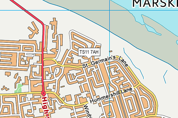 TS11 7AH map - OS VectorMap District (Ordnance Survey)