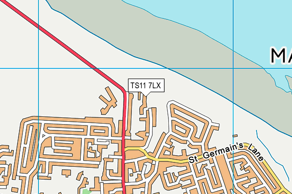 TS11 7LX map - OS VectorMap District (Ordnance Survey)