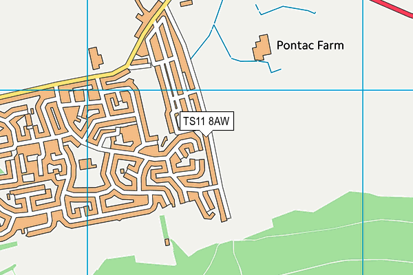 TS11 8AW map - OS VectorMap District (Ordnance Survey)