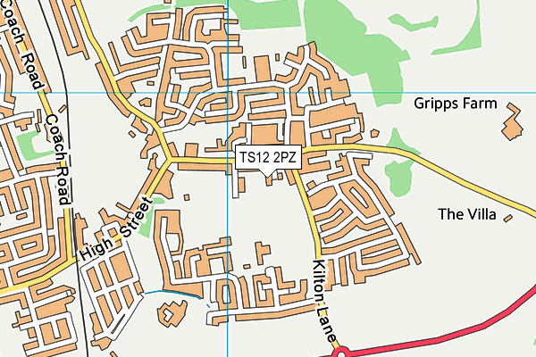 TS12 2PZ map - OS VectorMap District (Ordnance Survey)