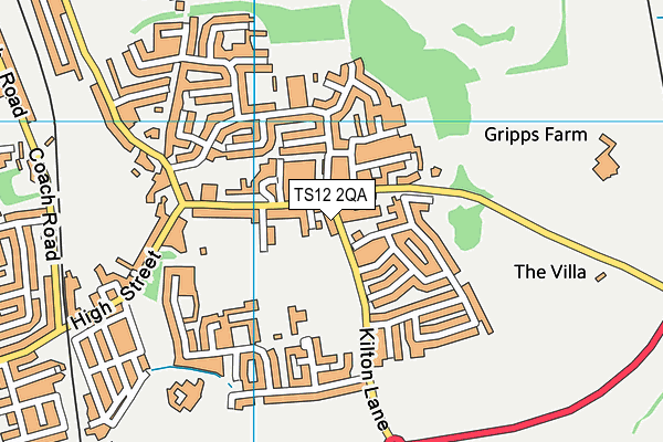 TS12 2QA map - OS VectorMap District (Ordnance Survey)
