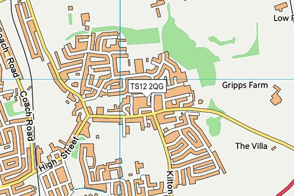 TS12 2QG map - OS VectorMap District (Ordnance Survey)