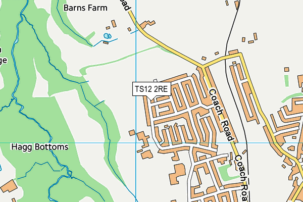 TS12 2RE map - OS VectorMap District (Ordnance Survey)