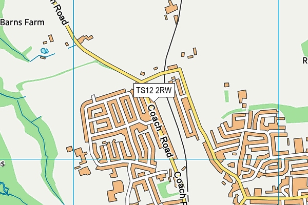 TS12 2RW map - OS VectorMap District (Ordnance Survey)