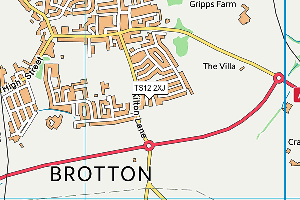 TS12 2XJ map - OS VectorMap District (Ordnance Survey)